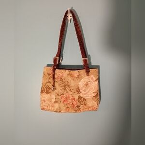 Vintage Brighton Floral Lady's Bag With Brown Braided Straps
